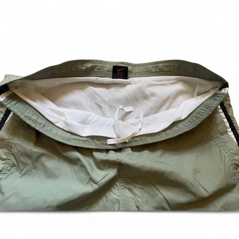 Vintage 90s Nike Swim Shorts Men's Small Lined Pockets Swoosh Sage Green